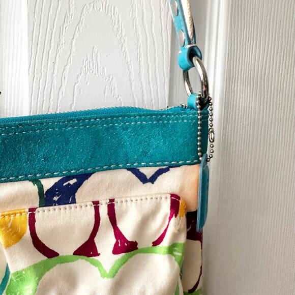 Coach Signature Multicolored Rainbow Scribble Cargo Double Pocket Crossbody Bag - Picture 4 of 12